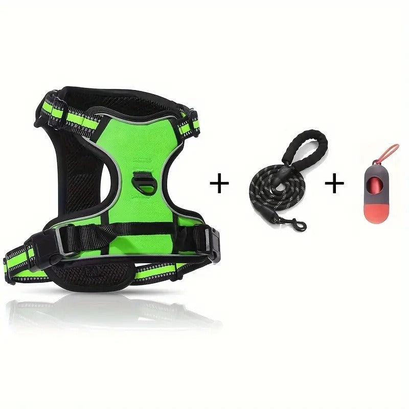 Reflective Adjustable Dog Harness with Leash