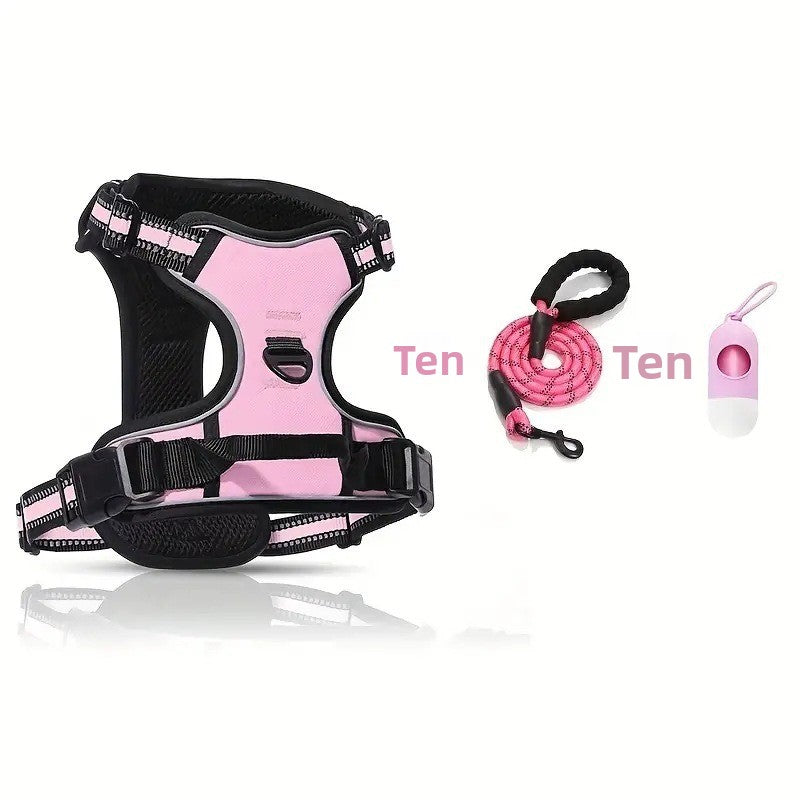 Reflective Adjustable Dog Harness with Leash